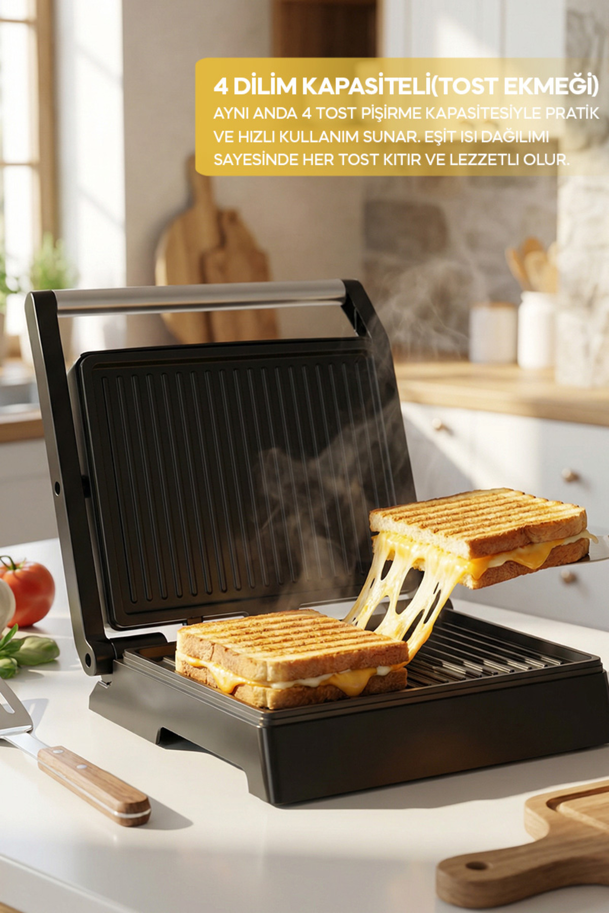 Sinbo SSM-2594 1000W Izgara ve Tost Makinesi 180° Açılabilir Yapışmaz Plaka - Görsel 3