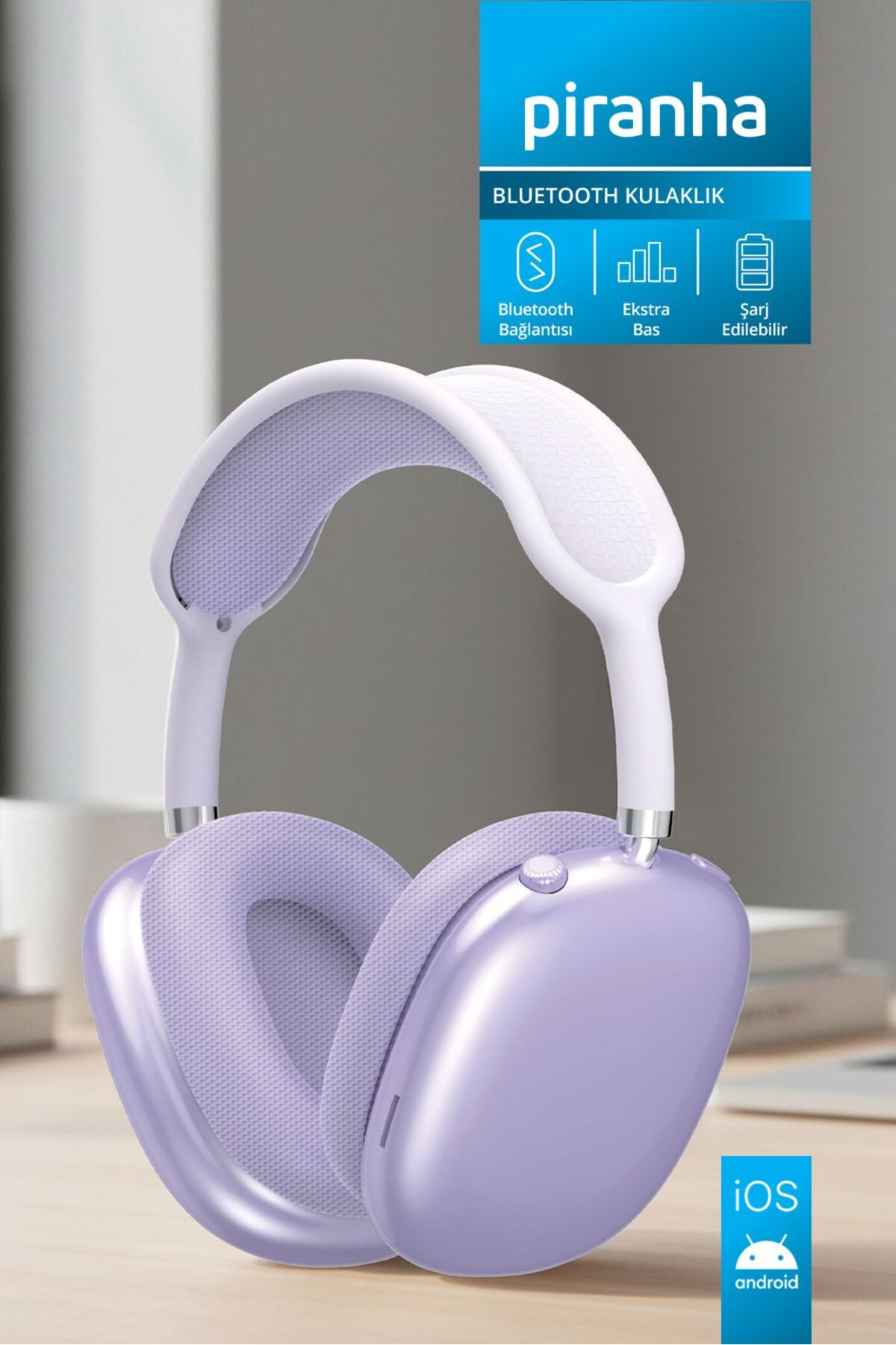 Piranha 2221M Kablosuz Bluetooth Kulak Üstü Kulaklık| Kılıflı | Şarj Edilebilir | iOS & Android Uyumlu
