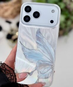 Go Aksesuar Iphone 17 Promax Uyumlu Shine Platin Kelebek Renk Geçişli Parlak Tasarımlı Silikon Kılıf