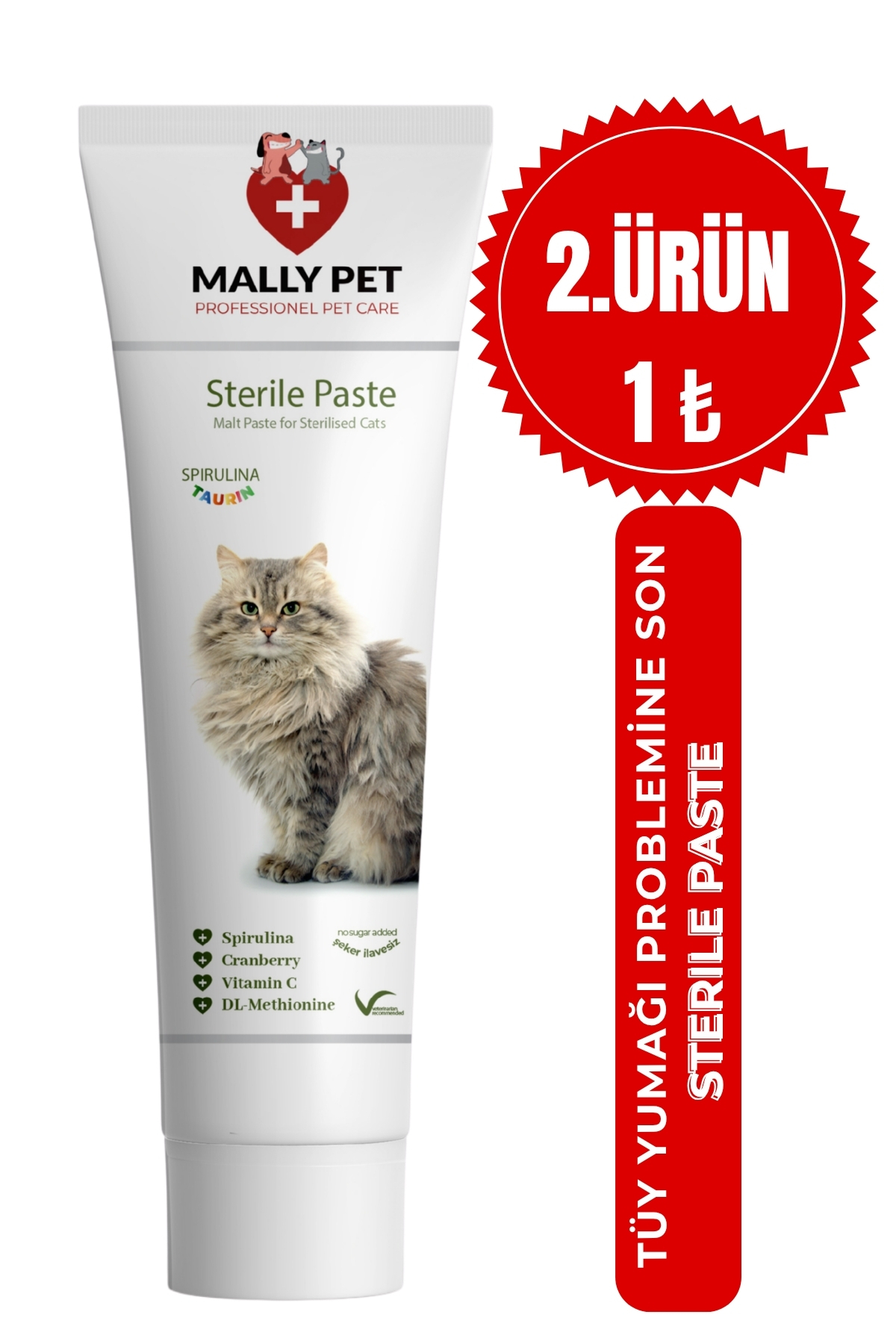 MALLY PET PROFESSIONEL PET CARE Kısır Kedilere Özel Bağışıklılık Destekleyici Ve Tüy Yumağı Önleyici Sterile Malt Macunu