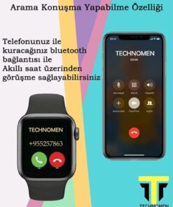 TECHNOMEN Akıllı Saat Plus Kablosuz Kulaklık Ikili Siyah Set - Görsel 3