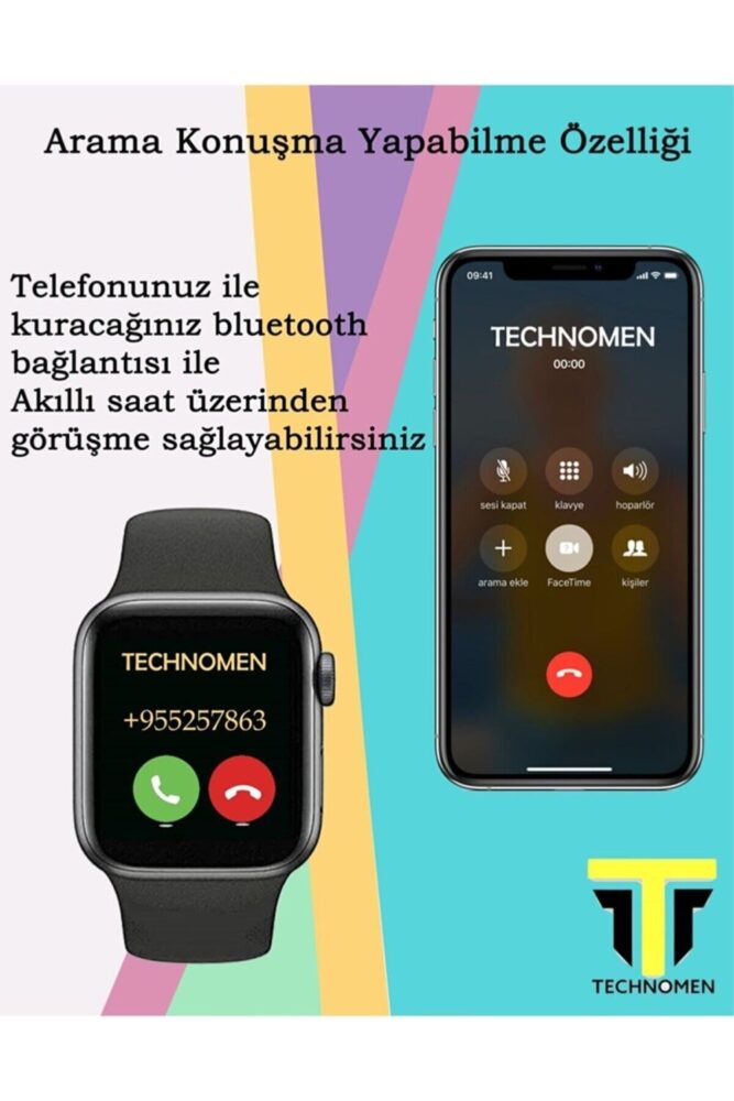 TECHNOMEN Akıllı Saat Plus Kablosuz Kulaklık Ikili Siyah Set - Görsel 3