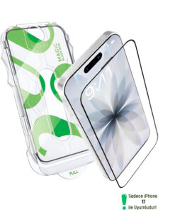EVAX [e-Pro] iPhone 17 Uyumlu Kolay Kurulum Aparatlı 5D Platinum Tam Kaplayan Cam Ekran Koruyucu