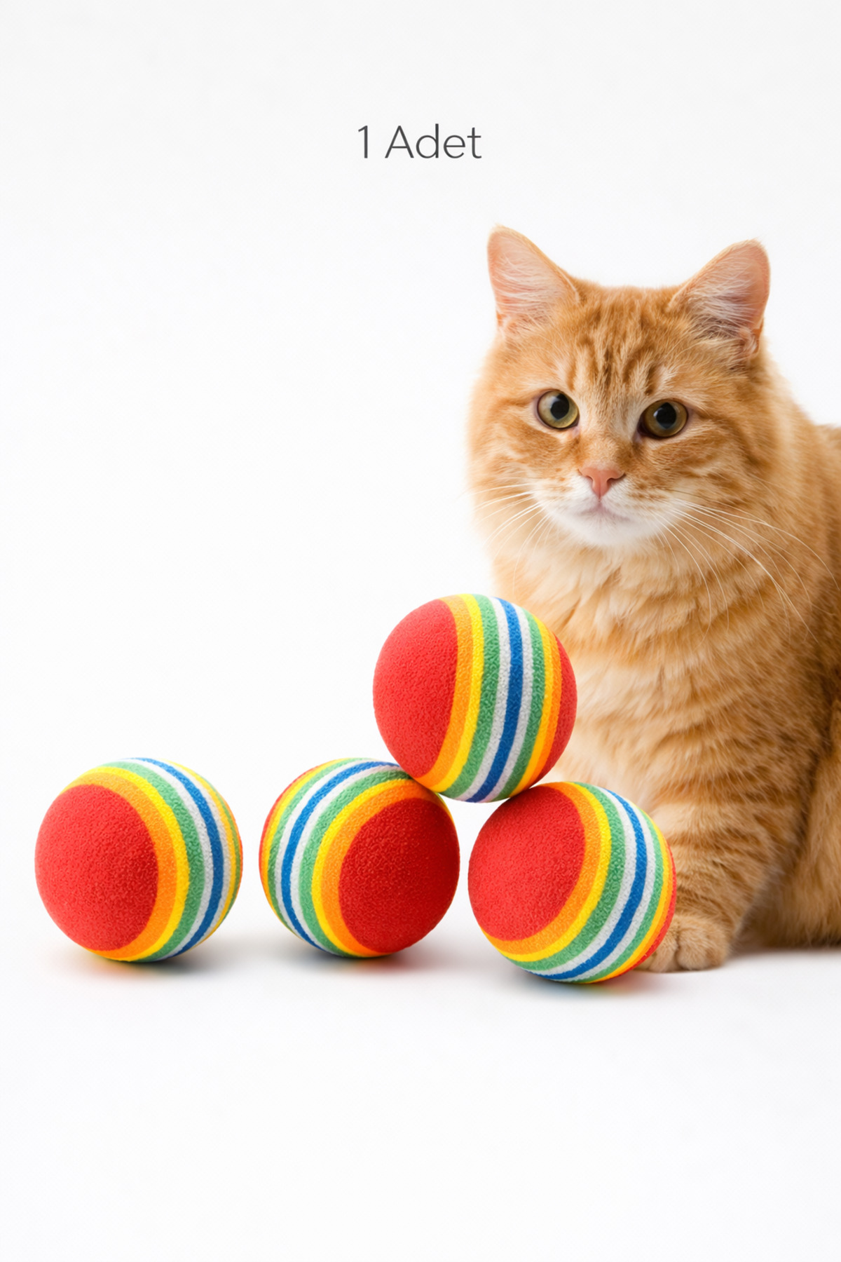 PawX Gökkuşağı Sünger Kedi Köpek Çiğneme Oyun Topu 4 Cm Diş Çıkarma Interaktif Oyuncak 1 Adet