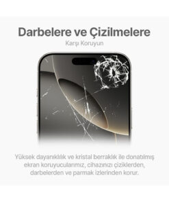 Alternative view of Fibaks iPhone 17 Pro Takma Aparatlı Kolay Uygulama Siyah Çerçeveli Tam Kapatan Kırılmaz Cam Ekran Koruyucu