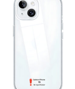EVAX [Şeffaf Mika] iPhone 15 Uyumlu SERT Şeffaf Mika SARARMAZ İnce Fit Toz Korumalı Kılıf
