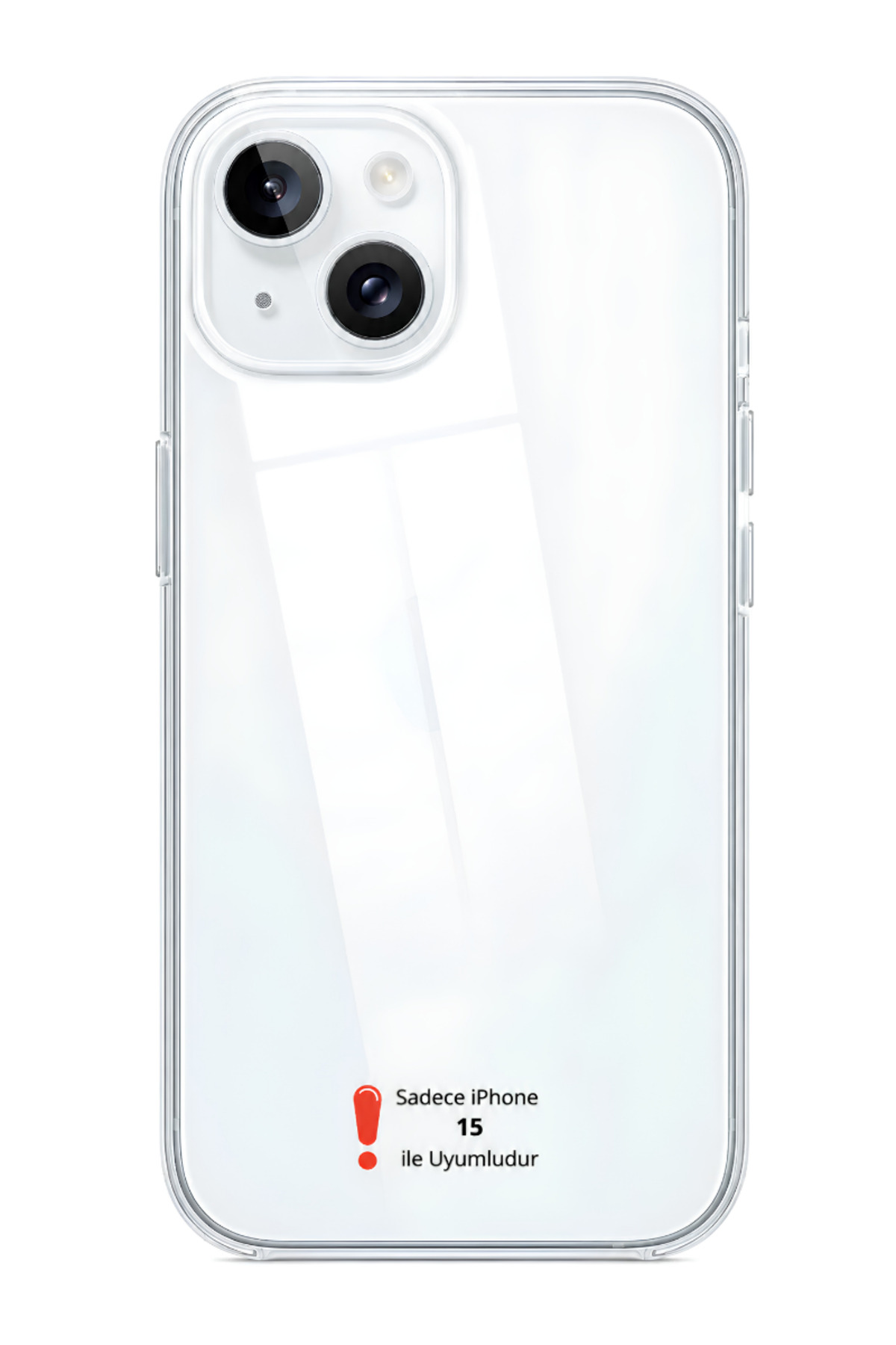 EVAX [Şeffaf Mika] iPhone 15 Uyumlu SERT Şeffaf Mika SARARMAZ İnce Fit Toz Korumalı Kılıf