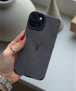 KVK PRİVACY iPhone 13/14 Uyumlu Geyik Desenli Premium Süet Dokulu Kamera Korumalı Kılıf - Görsel 3