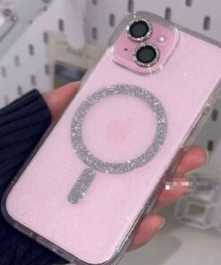 Go Aksesuar Iphone 13 - 14 Ve 15 Uyumlu Glitter Gerçek Magsafe Özellikli Simli Işıltılı Şeffaf Kılıf - Görsel 3