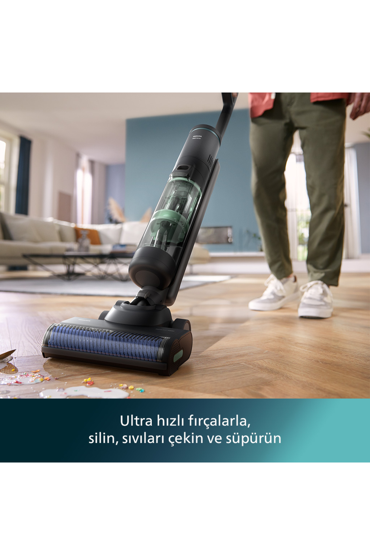 Philips 7000 Serisi AquaTrio Islak&Kuru Kablosuz Dikey Süpürge, AquaSpin Başlık, PowerCyclone Aqua,XW7263/11 - Görsel 3