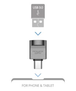Powerway Type-c to Usb Yüksek Hızlı Veri Aktarımı Otg Çevirici Dönüştürücü Adaptör - Görsel 3