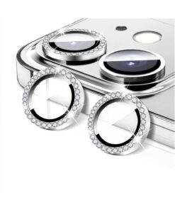 Fibaks iPhone 11 & iPhone 12/12 Mini Taşlı Parlak Kamera Lens Koruyucu Cam ve Çerçeve Kamera Koruma Lensi