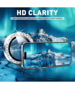 Fibaks iPhone 11 & iPhone 12/12 Mini Taşlı Parlak Kamera Lens Koruyucu Cam ve Çerçeve Kamera Koruma Lensi - Görsel 3