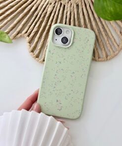 Alternative view of Go Aksesuar Iphone 15 - 14 - 13 Uyumlu Yeşil Mİni Çiçek Baskı Desenli Darbe Önleyici Esnek Silikon Kılıf