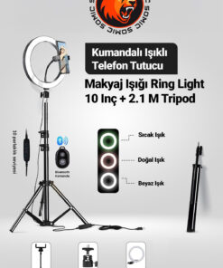 Alternative view of Isweep Ring Light Led Işıklı Tripod 10 Inç Halka Youtuber Tiktok Video Makyaj Işığı Ayaklı 10 Inç