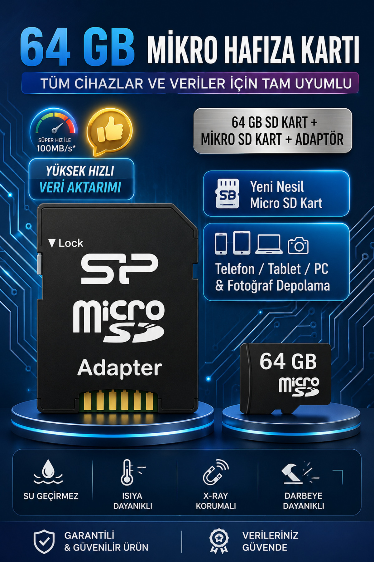 nextbuy 64 Gb Micro Sd Kart Veri Aktarımı-Depolama Hafıza Kartı Tüm Cihazlara Uyumlu Adaptörlü Memory