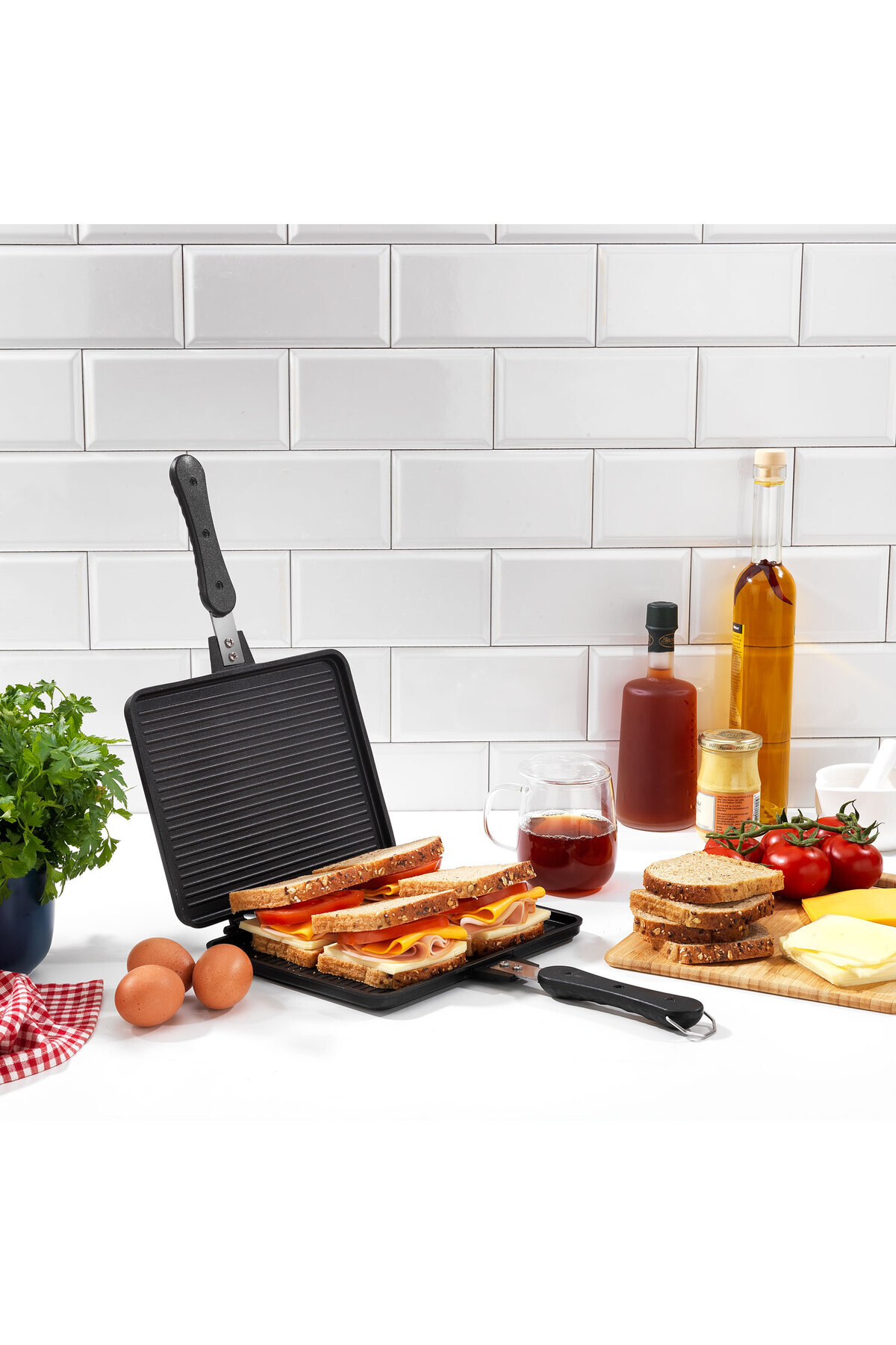 Schafer Tastemake XL Döküm Ocak Üstü Tost Izgara 20x26 Cm-2 Parça