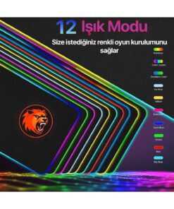 Alternative view of Voground Rgb Led Gaming Mousepad Siyah Kaymaz Su Geçirmez Xl Mause Pad 80x30 Cm
