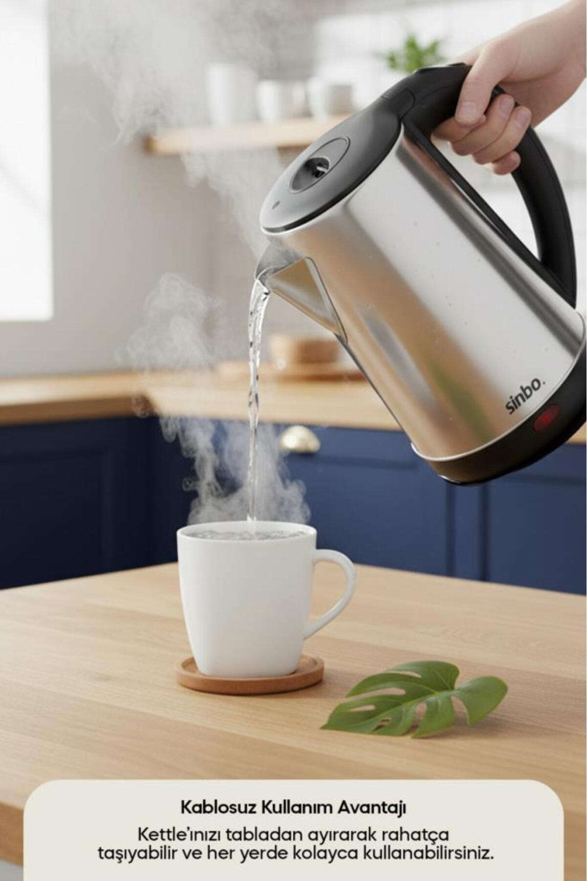 Sinbo SK-8026 1500 W 1.8 Lt Çelik Kettle Su Isıtıcı 360 Derece - Görsel 3