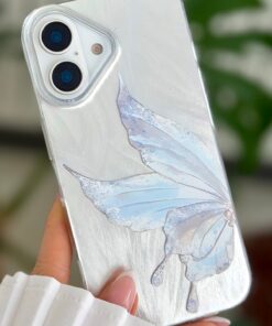 Go Aksesuar Iphone 16 Uyumlu Shine Platin Kelebek Tasarımlı Silikon Kılıf