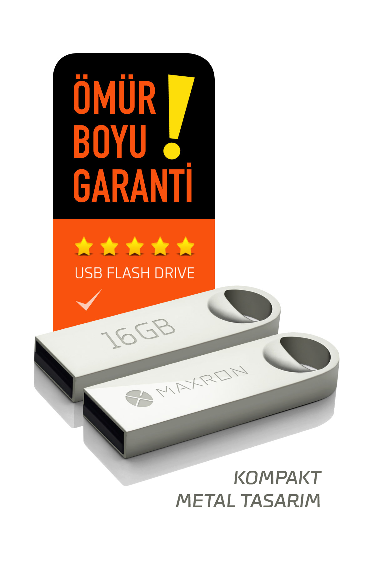 Maxron 16 GB Flash Bellek Metal Gövde Ömür Boyu Garantili Güvenli Usb Bellek Data Traveler