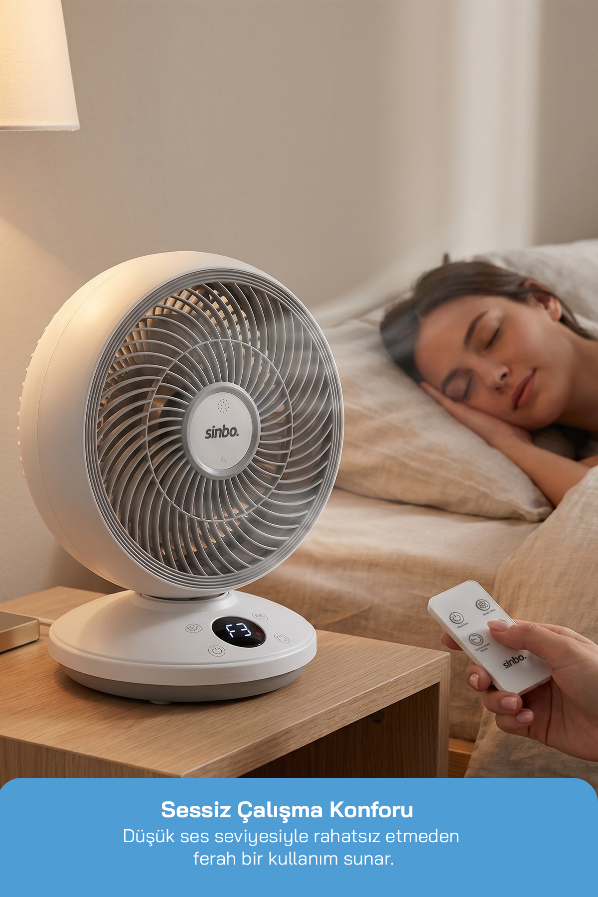Sinbo SF-7702 Uzaktan Kumandalı Sessiz Mini Vantilatör Aroma Terapi Koku Yuvalı Otomatik Salınımlı - Görsel 3