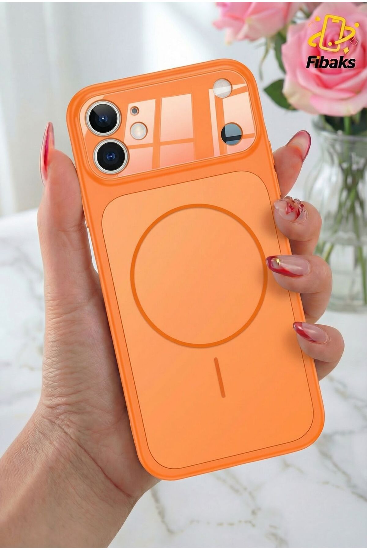 Fibaks iPhone 11 Kılıf 17 Pro Max Çevirici MagSafe Kamera Lens Korumalı Camlı Dönüştürücü