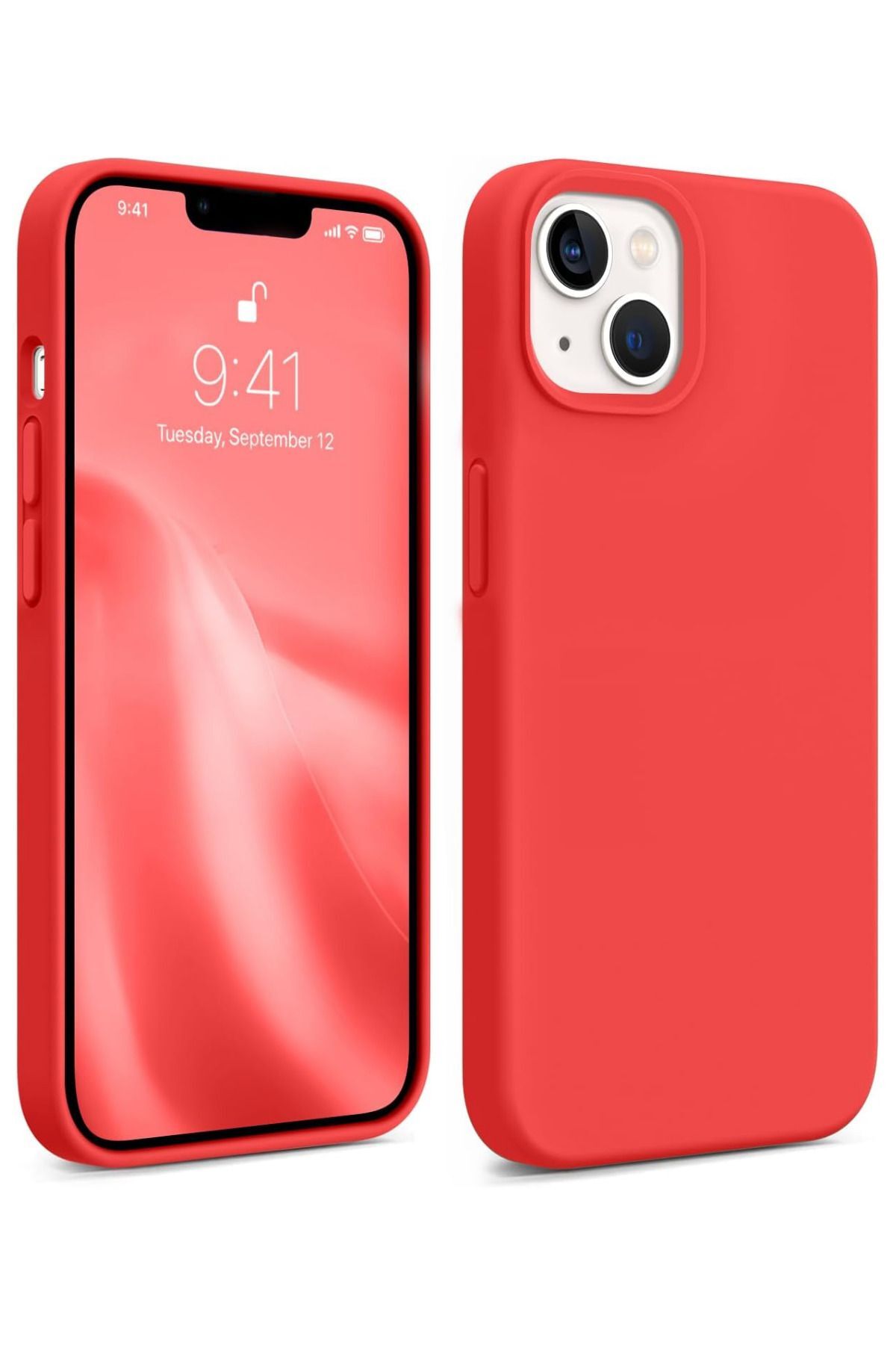KVK PRİVACY Iphone 13-14-15 Uyumlu Lansman Kılıf Içi Kadifeli Kamera Yükseltili Silikon Kapak Kırmızı