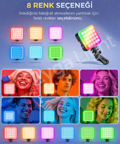 Alternative view of Zyga 105 LED RGB Selfie Işığı | 3200K–6500K Ayarlı | Telefon & Kamera Uyumlu Universal