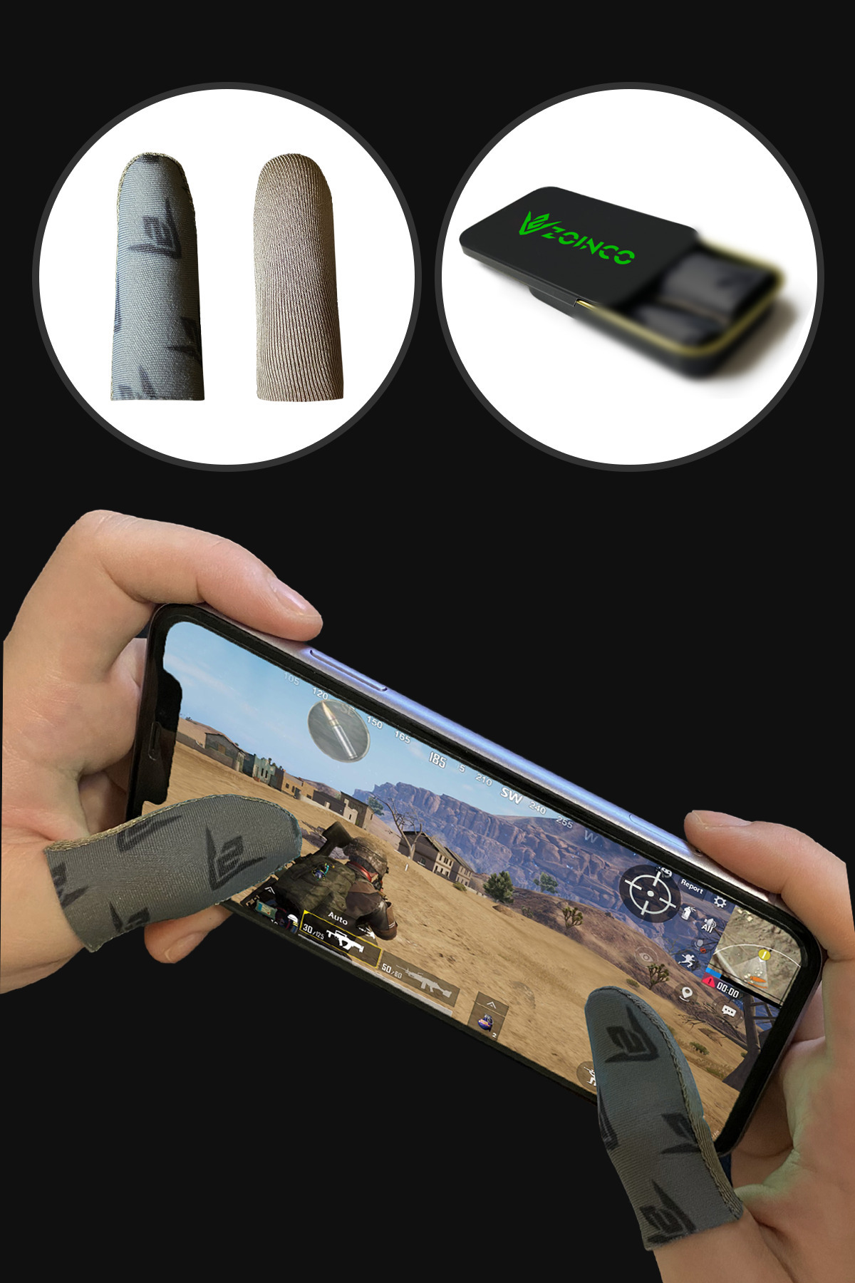 ZOİNCO Yeni Nesil Mobil Oyun Parmak Eldiveni (1 ÇİFT) - (NAYLON GÜMÜŞ 2 KATMANLI) - Saklama Kabı Hediyeli - Görsel 3