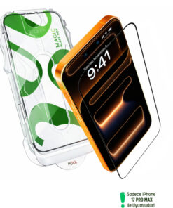 EVAX [e-Pro] iPhone 17 Pro Max Uyumlu Kolay Kurulum Aparatlı 5D Platinum Tam Kaplayan Cam Ekran Koruyucu