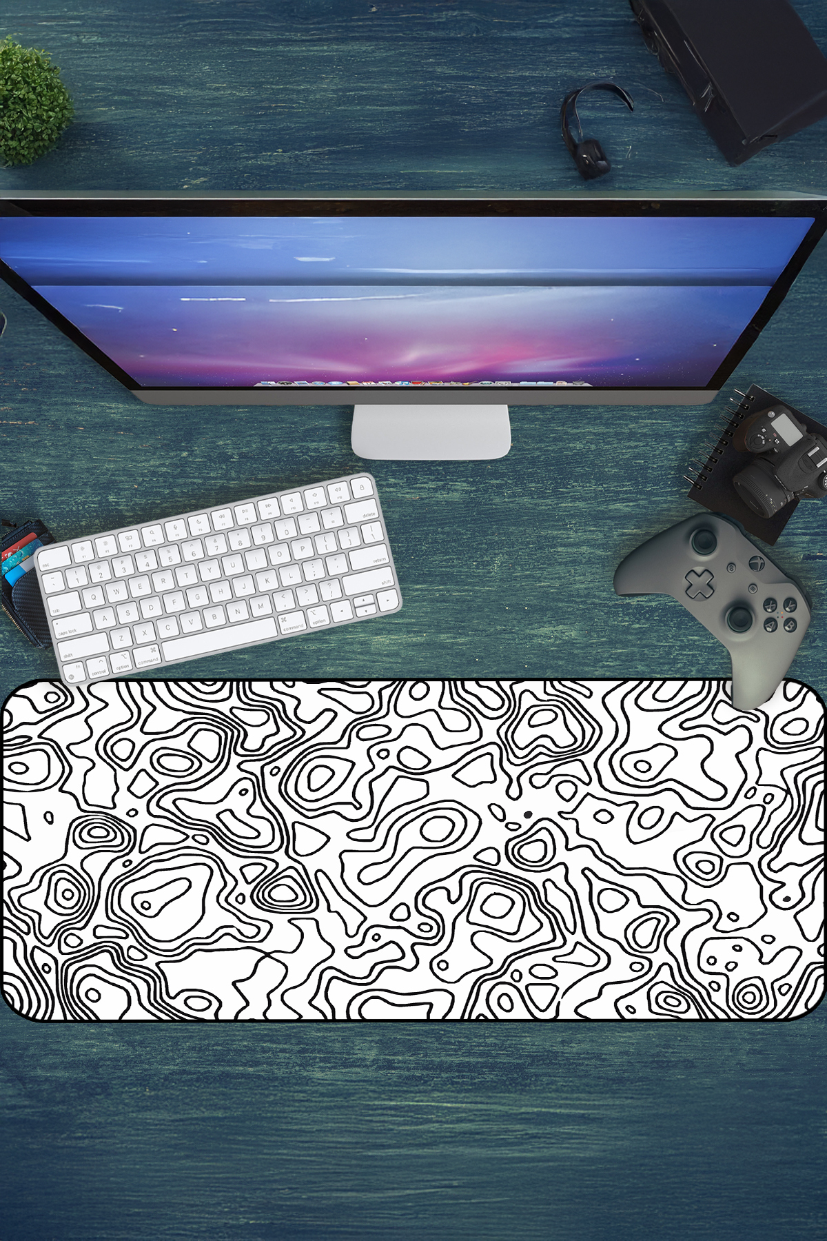 urzuva Monochrome Lines 70X30 3MM Kalınlık Premium Gaming oyuncu mousepad, Anti Slip XXL mouse pad - Görsel 3