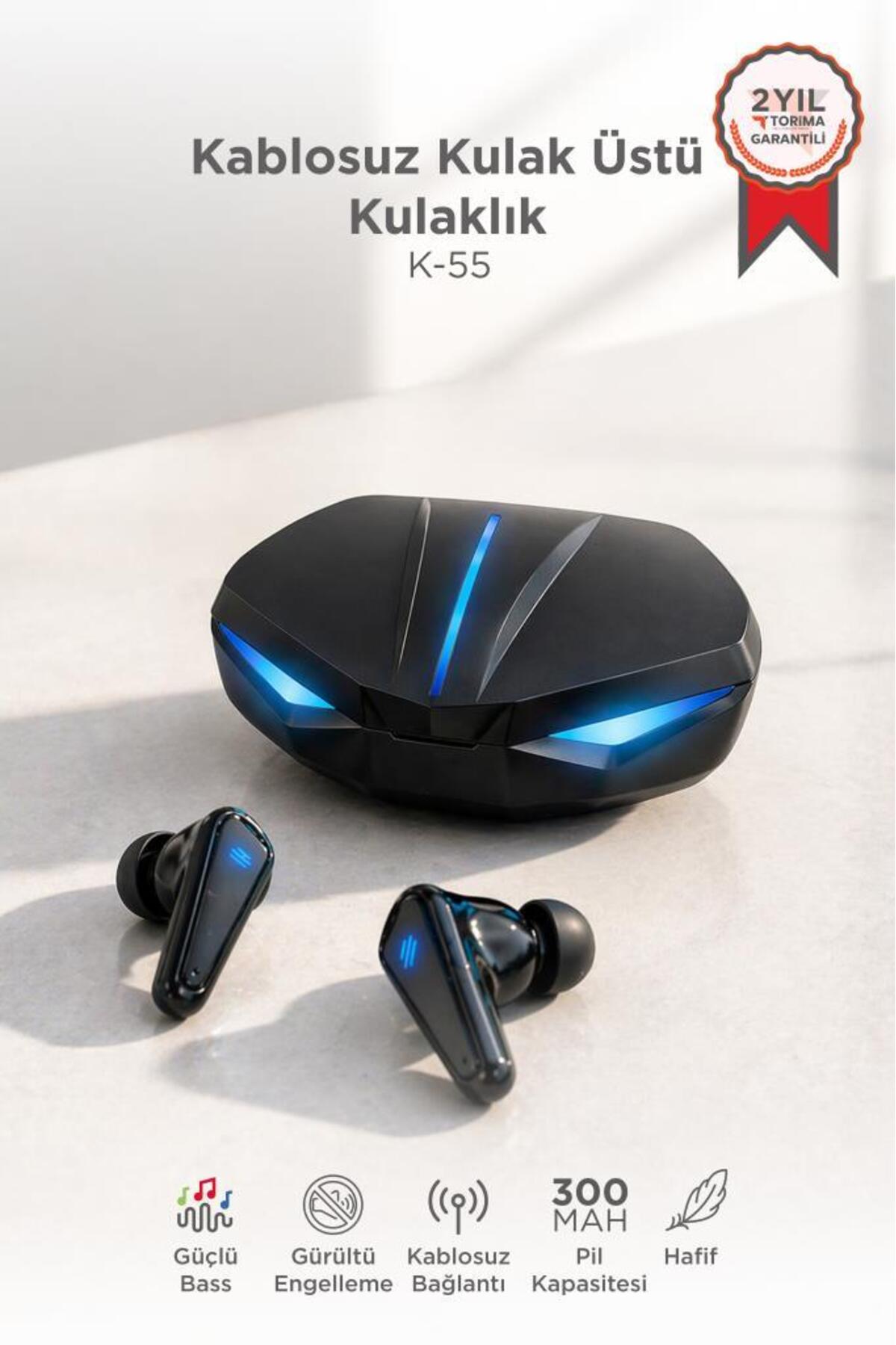 Torima Bluetooth Kulaklık Led Işıklı Oyuncu Kulaklığı K55 Siyah