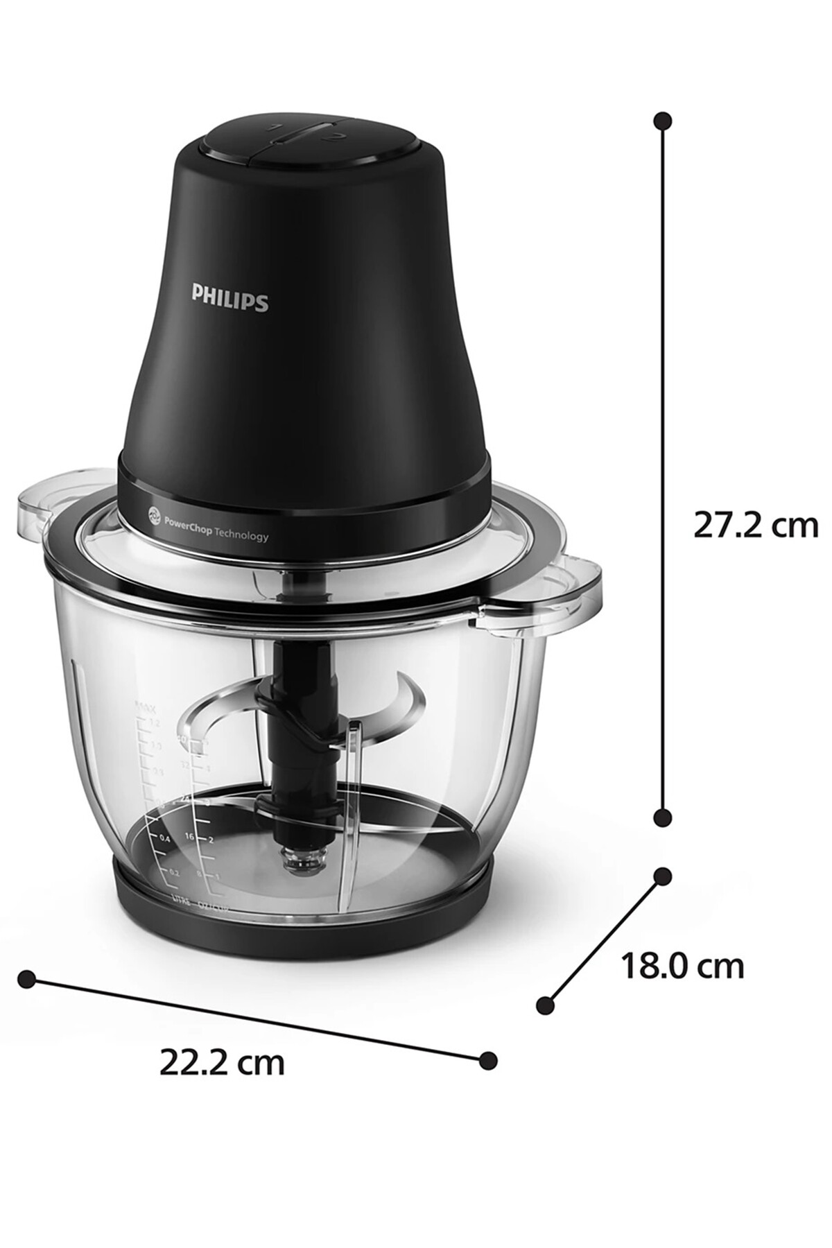 Philips HR1502/00 3000 Serisi Doğrayıcı, 500 W, PowerChop Doğrama, 2Lt Kase, 2 Hız Ayarı - Görsel 3