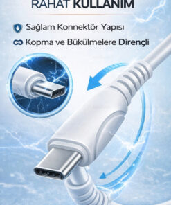 Alternative view of Abbruch 2 Metre 3A Type-C Şarj ve Data Kablosu | Hızlı Şarj – Dayanıklı – Güvenli