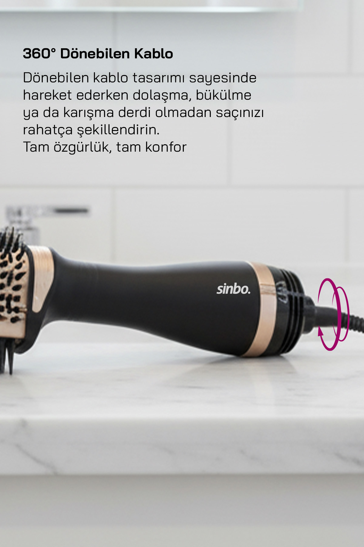 Sinbo SHD-1731 - 3 in 1 Saç Şekillendirici ve Hava Üflemeli Saç Düzleştirici Fön Tarağı - Görsel 3