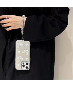 Alternative view of Fibaks iPhone 11 Kılıf Aynalı Charm Kelebek Askılı İnci Tasarımlı 3D Desenli Silikon Kapak.