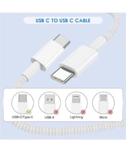 WANNA PROTECT 60W Destekli Iphone Samsung Xiaomi Oppo Uyumlu Type C To Type C Hızlı Şarj Kablosu Beyaz 1 Metre - Görsel 3