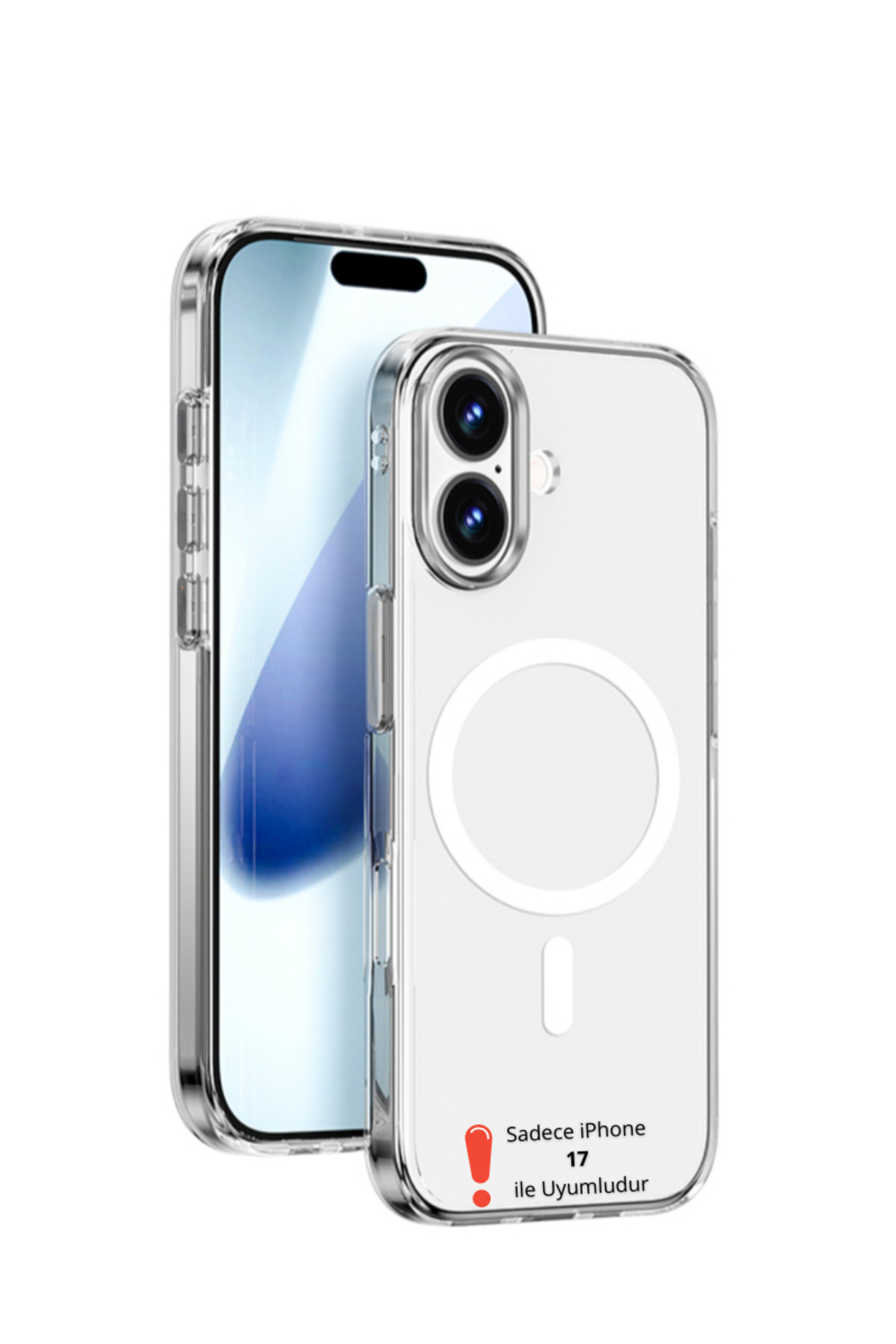 EVAX [Mika Magsafe] iPhone 17 Uyumlu Magsafe Özellikli Şeffaf SERT Mika SARARMAZ Magsafe İnce Fit Kılıf