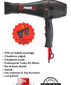 Powertec TR-701 Kuaför Tipi Profesyonel Fön Makinesi 2500W Performans