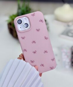 Go Aksesuar Iphone 15 - 14 - 13 Uyumlu Pembe Fiyonk Baskı Desenli Darbe Önleyici Esnek Silikon Kılıf - Görsel 3