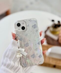 Go Aksesuar Iphone 15 - 14 VE 13 Uyumlu Charm İnci Kurdele Tasarımlı Esnek Silikon Kılıf - Görsel 3