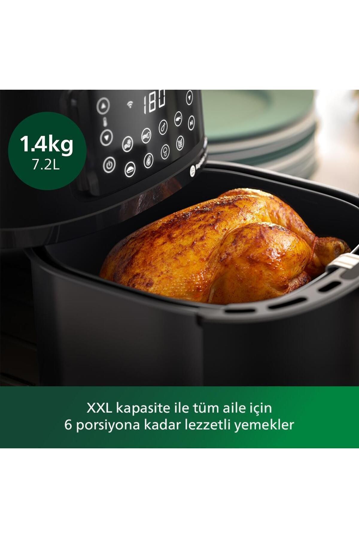 Philips 5000 Serisi Airfryer XXL Connected, 7,2 Lt (1,4 kg), Rapid Air Teknolojisi, HD9285/96 - Görsel 3