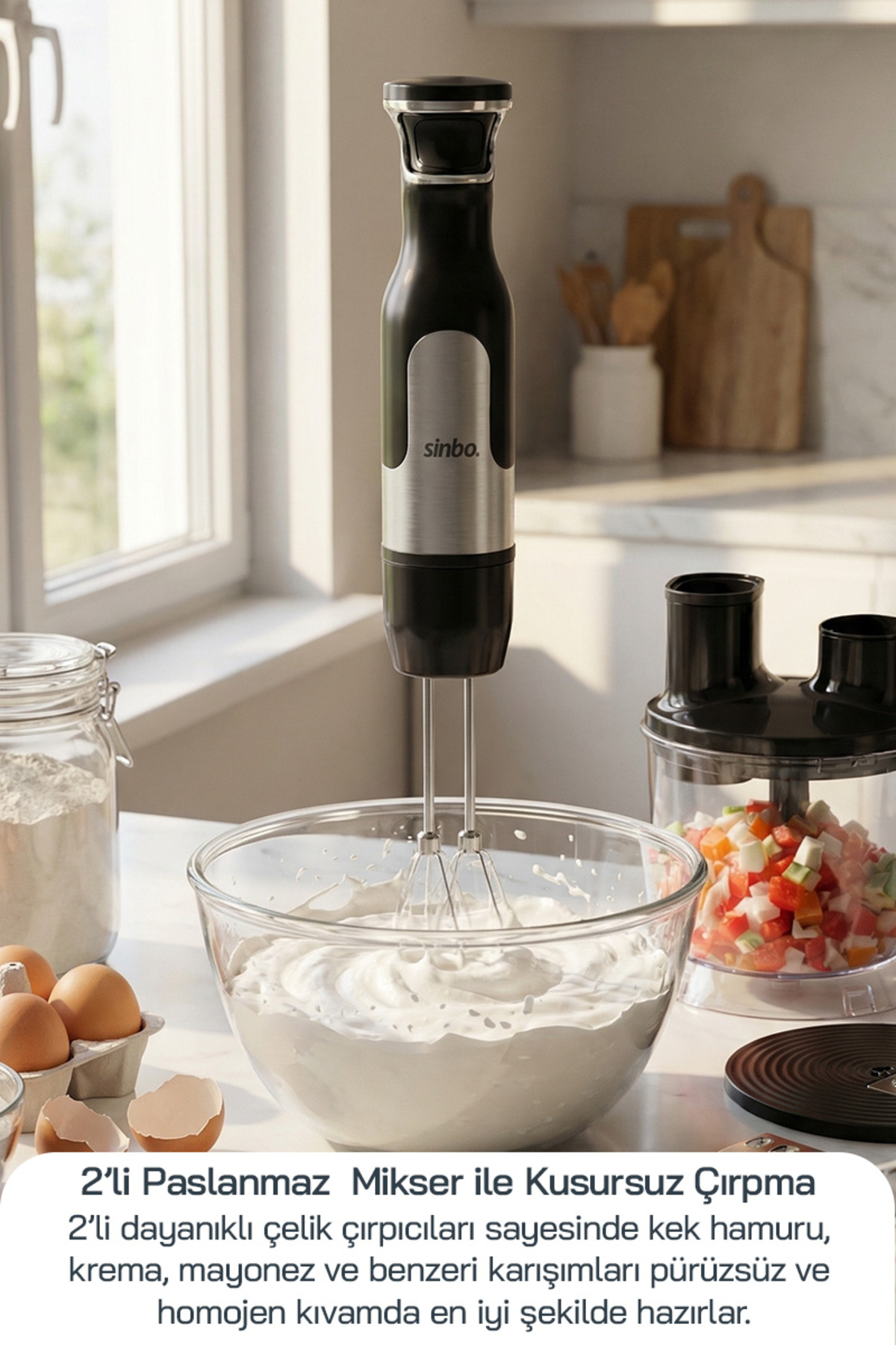 Sinbo SHB-7534 Blender Seti | Çelik Blender, Çırpıcı, Doğrayıcı, Rende ve Dilimleme Aparatlı Mutfak Robotu - Görsel 3