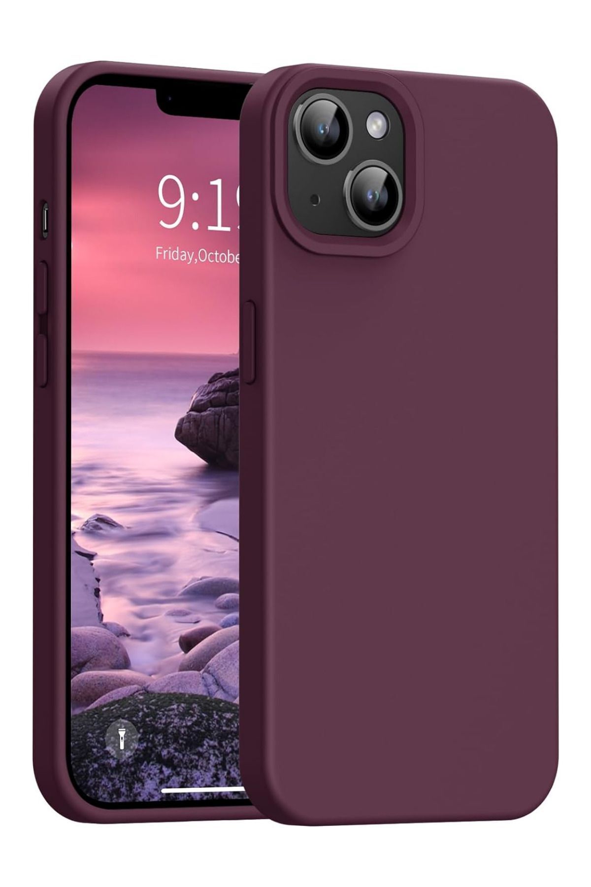 KVK PRİVACY Iphone 13-14-15 Uyumlu Lansman Kılıf Içi Kadifeli Kamera Yükseltili Silikon Kapak Bordo