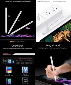 UnDePlus iPad 11/10.Nesil A16 9/8/7 10.2 Air/Pro 4/5/6 11/13inç Uyumlu Avuç Içi Reddi Dokunmatik Çizim Kalemi - Görsel 2