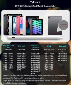 UnDePlus iPad 11/10.Nesil A16 9/8/7 10.2 Air/Pro 4/5/6 11/13inç Uyumlu Avuç Içi Reddi Dokunmatik Çizim Kalemi - Görsel 3