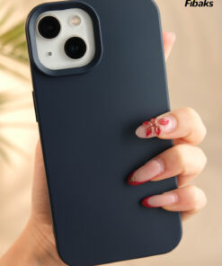 Fibaks iPhone 13/14 Kılıf Içi Kadife Lansman Silinebilir Renkli Yumuşak Silikon Lacivert Kapak - Görsel 3