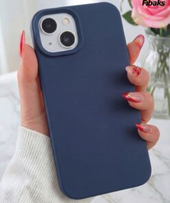 Alternative view of Fibaks iPhone 13/14 Kılıf Içi Kadife Lansman Silinebilir Renkli Yumuşak Silikon Lacivert Kapak