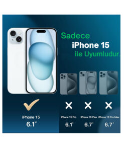 Alternative view of EVAX 3'lü Paket Iphone 15 Uyumlu Temperli Hd Cam Ekran Koruyucu Kırılmaz Cam (3'LÜ PAKET)